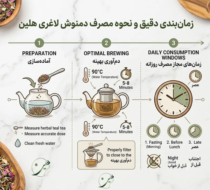 روش صحیح دم‌آوری و زمان‌های مجاز مصرف در روز دمنوش ترکیبی لاغری