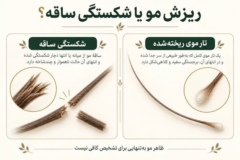 تفاوت ریزش طبیعی مو با شکستگی و آسیب ساقه مو