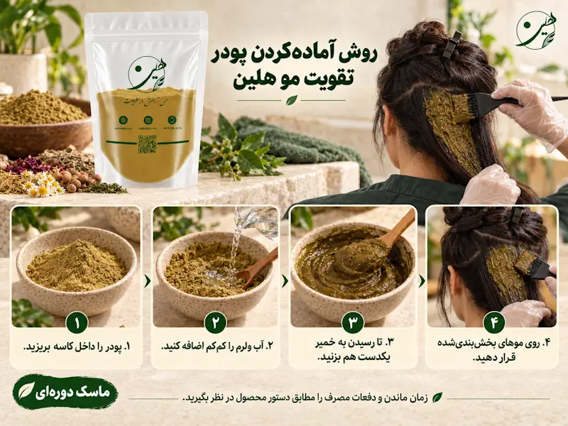 ماسک پودر ترکیب گیاهان مفید برای مو
